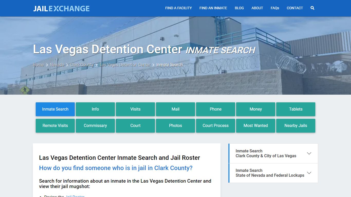 Las Vegas Detention Center Inmate Search - Jail Exchange